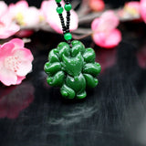 Green Jade Nine Tailed Fox Pendant Necklace Chinese Charm Jewelry