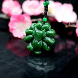 Green Jade Nine Tailed Fox Pendant Necklace Chinese Charm Jewelry