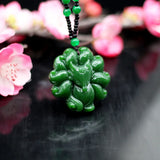Green Jade Nine Tailed Fox Pendant Necklace Chinese Charm Jewelry