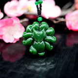Green Jade Nine Tailed Fox Pendant Necklace Chinese Charm Jewelry