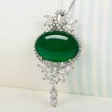 Green Jade Pendant 925 Silver Necklace for Women