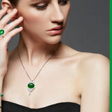 Green Jade Pendant 925 Silver Necklace for Women