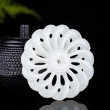 Green Jade Pendant Chinese Necklace Hollow Out Carved Charm Jewelry