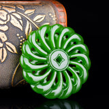 Green Jade Pendant Chinese Necklace Hollow Out Carved Charm Jewelry