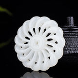 Green Jade Pendant Chinese Necklace Hollow Out Carved Charm Jewelry