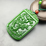 Green Jade Pendant Chinese Zodiac Dragon Charm Necklace