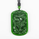 Green Jade Pendant Chinese Zodiac Dragon Charm Necklace