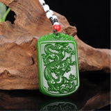 Green Jade Pendant Chinese Zodiac Dragon Charm Necklace