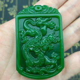 Green Jade Pendant Chinese Zodiac Dragon Charm Necklace