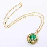 Green Jade Dragon Phoenix Pendant Necklace 925 Silver Chinese Charm Jewelry