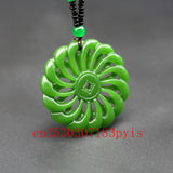 Green Jade Pendant Necklace Chinese Hollow Out Carved Charm Amulet