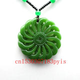 Green Jade Pendant Necklace Chinese Hollow Out Carved Charm Amulet