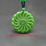 Green Jade Pendant Necklace Chinese Hollow Out Carved Charm Amulet