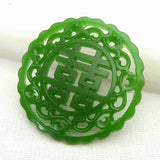 Green Jade Pendant Necklace Hollow Carved Charm Jewelry