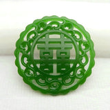 Green Jade Pendant Necklace Hollow Carved Charm Jewelry