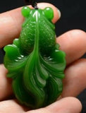 Natural Green Jade Fish Pendant Necklace Hand-carved Jadeite Jewelry