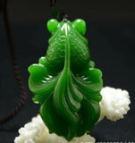 Natural Green Jade Fish Pendant Necklace Hand-carved Jadeite Jewelry