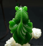 Natural Green Jade Fish Pendant Necklace Hand-carved Jadeite Jewelry