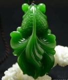 Natural Green Jade Fish Pendant Necklace Hand-carved Jadeite Jewelry