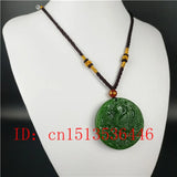 Green Jade Phoenix Pendant Necklace Lucky Amulet for Women Man