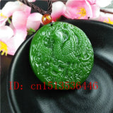 Green Jade Phoenix Pendant Necklace Lucky Amulet for Women Man