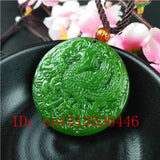 Green Jade Phoenix Pendant Necklace Lucky Amulet for Women Man