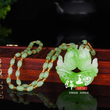 Green Jade Pisces Pendant Necklace Charm Hand-Carved Luck Amulet
