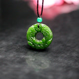 Green Jade Pixiu Buckle Pendant Necklace Chinese Jewellery