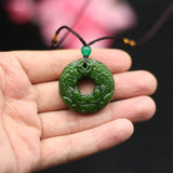 Green Jade Pixiu Buckle Pendant Necklace Chinese Jewellery