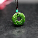 Green Jade Pixiu Buckle Pendant Necklace Chinese Jewellery