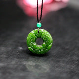 Green Jade Pixiu Buckle Pendant Necklace Chinese Jewellery