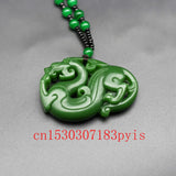 Green Jade Pixiu Pendant Necklace Chinese Charm Jewelry Amulet Men Women