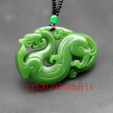 Green Jade Pixiu Pendant Necklace Chinese Charm Jewelry Amulet Men Women
