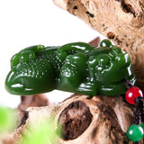 Green Jade Pixiu Tiger Pendant Necklace Chinese Hand-Carved Charm Jewelry