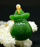 Natural Green Jade Purse Pendant Necklace Hand Carving Abacus Jewelry