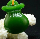 Natural Green Jade Purse Pendant Necklace Hand Carving Abacus Jewelry