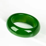 Green Jade Stone Ring Hand-Carved Chinese Jadeite Charm Amulet