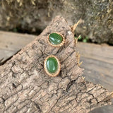 Green Jade Stud Earrings Ice cream 925 Sterling Silver Vintage Jewelry