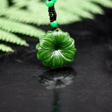 Green Jade Sunflower Pendant Necklace Chinese Carved Charm Jewelry
