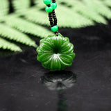 Green Jade Sunflower Pendant Necklace Chinese Carved Charm Jewelry