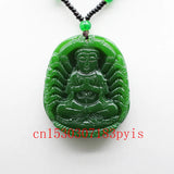 Green Jade Guanyin Bodhisattva Pendant Necklace Buddha Charm Jewelry