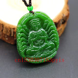 Green Jade Guanyin Bodhisattva Pendant Necklace Buddha Charm Jewelry