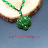 Green Jade Tiger Head Pendant Necklace Carved Charm Jadeite Amulet