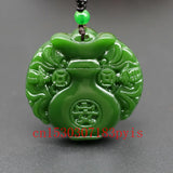 Green Jade Vase Pendant Necklace Hand-Carved Charm Jadeite Jewelry