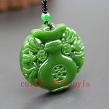 Green Jade Vase Pendant Necklace Hand-Carved Charm Jadeite Jewelry