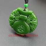 Green Jade Vase Pendant Necklace Hand-Carved Charm Jadeite Jewelry