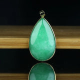Green Jade Water Drop Pendant 925 Silver Necklace - Chinese Charm Jewelry