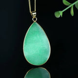 Green Jade Water Drop Pendant 925 Silver Necklace - Chinese Charm Jewelry