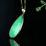 Green Jade Water Drop Pendant 925 Silver Necklace - Chinese Charm Jewelry
