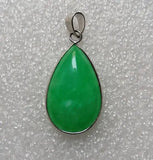 Green Jade Water Drop Pendant 925 Silver Necklace - Chinese Charm Jewelry